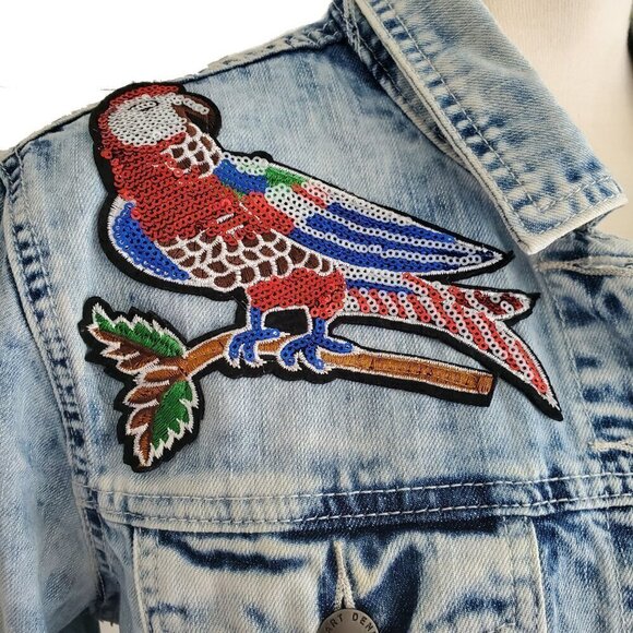 Jak & Rae Acid Wash Saks 5th Ave Very Rare Vintage Y2K Jean Jacket Patches S - Picture 4 of 16